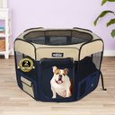 EliteField 2-Door Soft-Sided Dog & Cat Playpen, Beige & Navy Blue, 52 x 52 x 32-in