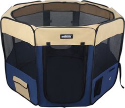 EliteField 2-Door Soft-Sided Dog & Cat Playpen, Beige & Navy Blue, 52 x 52 x 32-in slide 2 of 4
