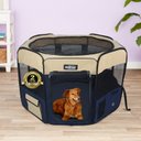 EliteField 2-Door Soft-Sided Dog & Cat Playpen, Beige & Navy Blue, 62 x 62 x 30-in
