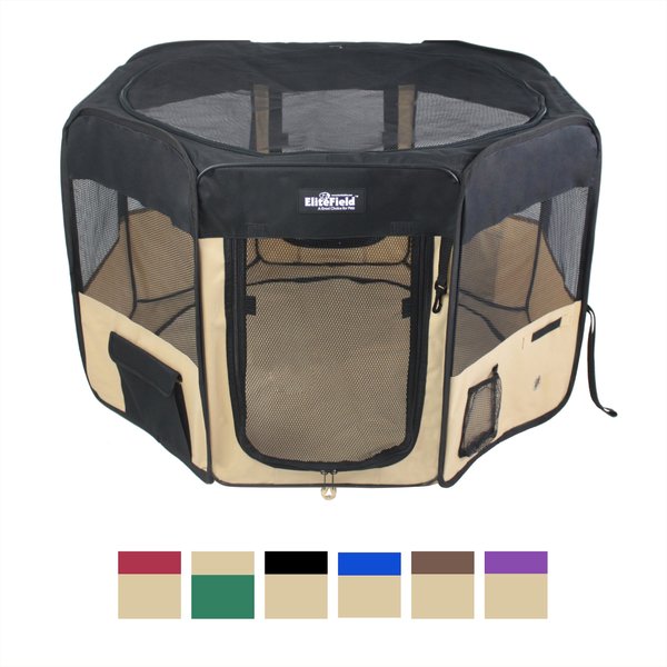 Show full view: EliteField 2-Door Soft-Sided Dog & Cat Playpen, Black & Beige, 36-in slide 2 of 6