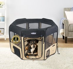 EliteField 2-Door Soft-Sided Dog & Cat Playpen, Black & Beige, 42-in