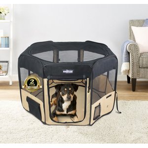 EliteField 2-Door Soft-Sided Dog & Cat Playpen, Black & Beige, 42-in