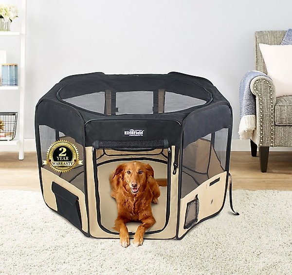 Show full view: EliteField 2-Door Soft-Sided Dog & Cat Playpen, Black & Beige, 52-in slide 1 of 6