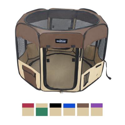 Show full view: EliteField 2-Door Soft-Sided Dog & Cat Playpen, Brown & Beige, 30-in slide 2 of 6