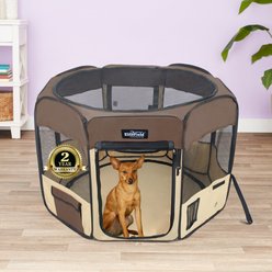 EliteField 2-Door Soft-Sided Dog & Cat Playpen, Brown & Beige, 36-in slide 1 of 4