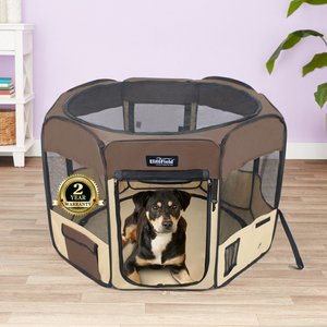 EliteField 2-Door Soft-Sided Dog & Cat Playpen, Brown & Beige, 42-in