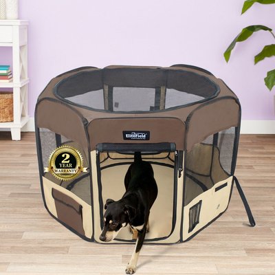 EliteField EliteField 2-Door Soft-Sided Dog & Cat Playpen, Brown & Beige, 48-in