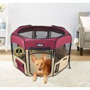 EliteField 2-Door Soft-Sided Dog & Cat Playpen, Maroon & Beige, 30-in