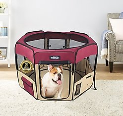 EliteField 2-Door Soft-Sided Dog & Cat Playpen, Maroon & Beige, 36-in slide 1 of 4