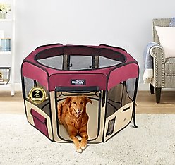 EliteField 2-Door Soft-Sided Dog & Cat Playpen, Maroon & Beige, 48-in slide 1 of 4
