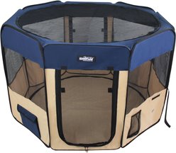 EliteField 2-Door Soft-Sided Dog & Cat Playpen, Navy Blue & Beige, 36 x 36 x 24-in slide 2 of 4