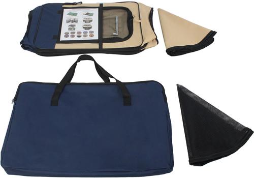 Show full view: EliteField 2-Door Soft-Sided Dog & Cat Playpen, Navy Blue & Beige, 36 x 36 x 24-in slide 4 of 6