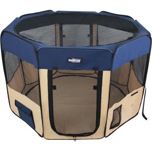 EliteField 2-Door Soft-Sided Dog & Cat Playpen, Navy Blue & Beige, 42 x 42 x 24-in