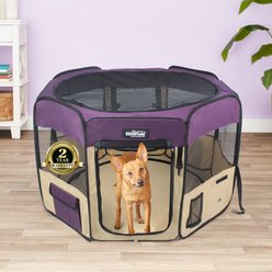 EliteField 2-Door Soft-Sided Dog & Cat Playpen, Purple & Beige, 30-in