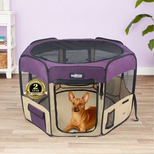 EliteField 2-Door Soft-Sided Dog & Cat Playpen, Purple & Beige, 36-in