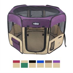 EliteField 2-Door Soft-Sided Dog & Cat Playpen, Purple & Beige, 42-in slide 2 of 4