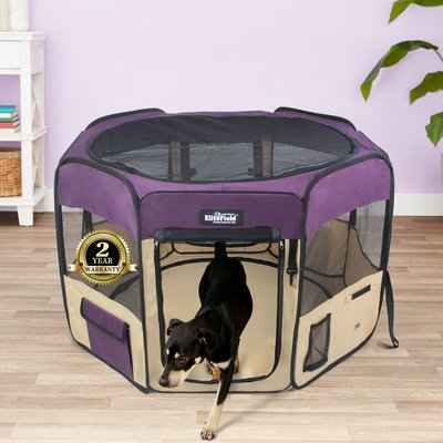 EliteField 2-Door Soft-Sided Dog & Cat Playpen, Purple & Beige, 48-in, Elitefield