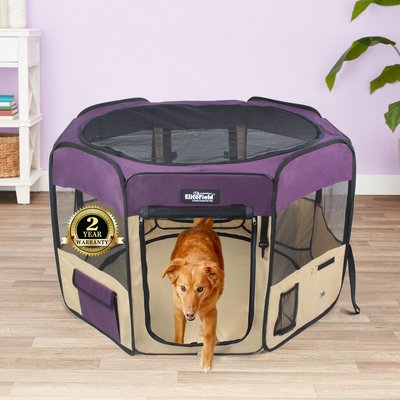 EliteField EliteField 2-Door Soft-Sided Dog & Cat Playpen, Purple & Beige, 62 x 62 x 30-in