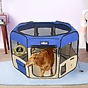 EliteField 2-Door Soft-Sided Dog & Cat Playpen, Royal Blue & Beige, 62 x 62 x 24-in