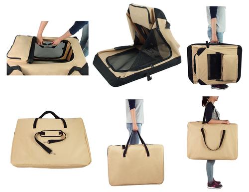 Show full view: EliteField 3-Door Collapsible Soft-Sided Dog Crate, Beige, 20 inch slide 6 of 12