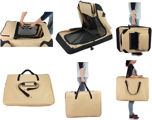 Show full view: EliteField 3-Door Collapsible Soft-Sided Dog Crate, Beige, 20 inch slide 9 of 12