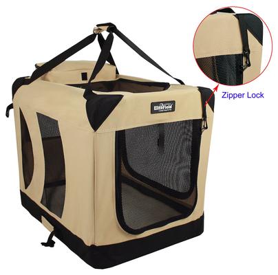Show full view: EliteField 3-Door Collapsible Soft-Sided Dog Crate, Beige, 24 inch slide 7 of 12