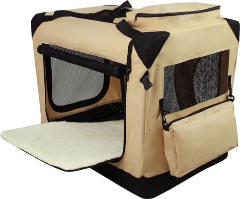 Show full view: EliteField 3-Door Collapsible Soft-Sided Dog Crate, Beige, 30 inch slide 4 of 12