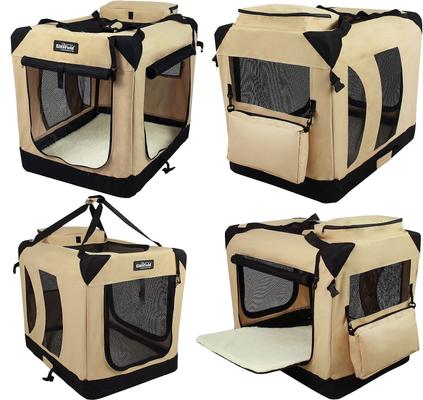 Show full view: EliteField 3-Door Collapsible Soft-Sided Dog Crate, Beige, 30 inch slide 8 of 12