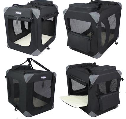 Show full view: EliteField 3-Door Collapsible Soft-Sided Dog Crate, Black, 30 inch slide 8 of 12