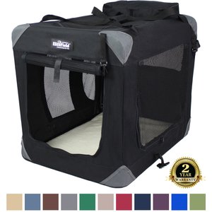 EliteField 3-Door Collapsible Soft-Sided Dog Crate, Black, 42 inch