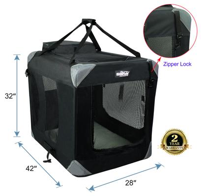 Show full view: EliteField 3-Door Collapsible Soft-Sided Dog Crate, Black, 42 inch slide 2 of 12