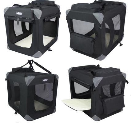 Show full view: EliteField 3-Door Collapsible Soft-Sided Dog Crate, Black, 42 inch slide 5 of 12