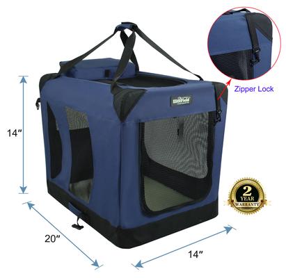 Show full view: EliteField 3-Door Collapsible Soft-Sided Dog Crate, Blue, 20 inch slide 2 of 12