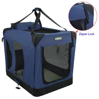 Show full view: EliteField 3-Door Collapsible Soft-Sided Dog Crate, Blue, 20 inch slide 7 of 12