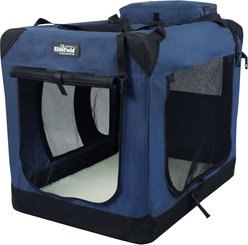 EliteField 3-Door Collapsible Soft-Sided Dog Crate, Blue, 24 inch