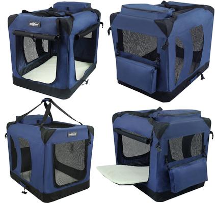 Show full view: EliteField 3-Door Collapsible Soft-Sided Dog Crate, Blue, 24 inch slide 8 of 12