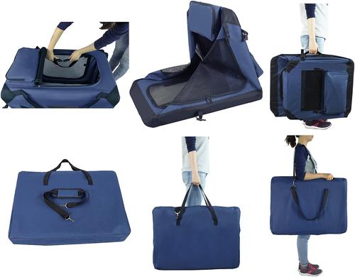 Show full view: EliteField 3-Door Collapsible Soft-Sided Dog Crate, Blue, 24 inch slide 9 of 12