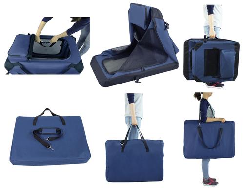 Show full view: EliteField 3-Door Collapsible Soft-Sided Dog Crate, Blue, 30 inch slide 6 of 12