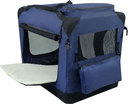 Show full view: EliteField 3-Door Collapsible Soft-Sided Dog Crate, Blue, 36 inch slide 4 of 12