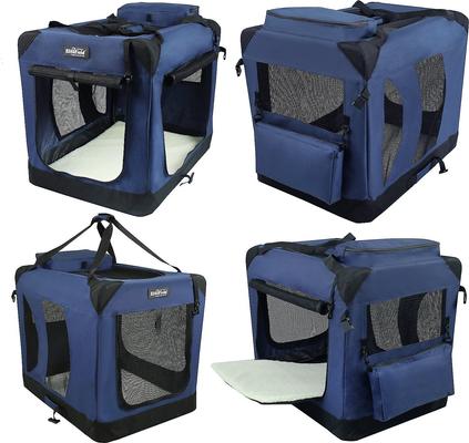 Show full view: EliteField 3-Door Collapsible Soft-Sided Dog Crate, Blue, 36 inch slide 8 of 12
