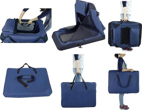 Show full view: EliteField 3-Door Collapsible Soft-Sided Dog Crate, Blue, 36 inch slide 9 of 12