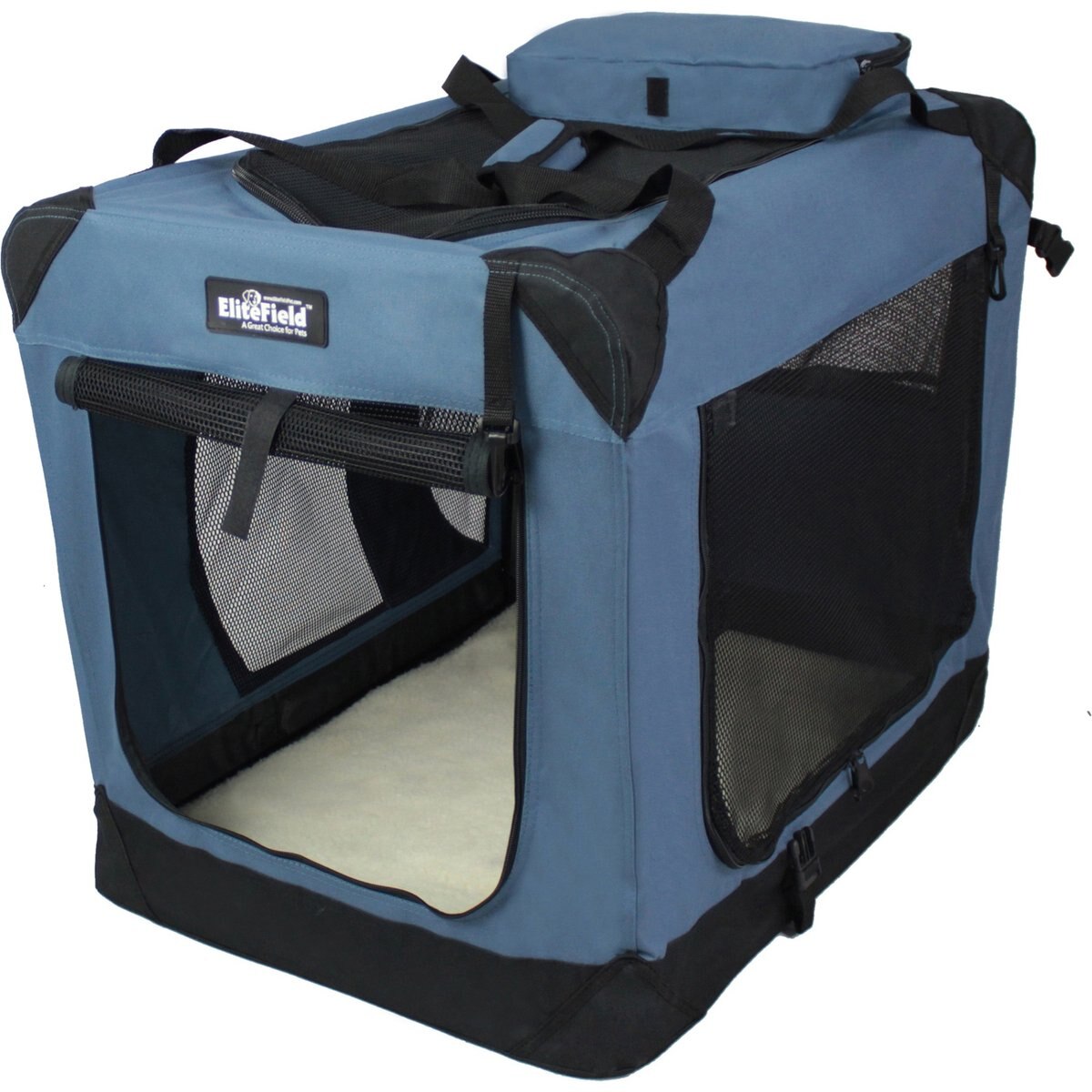 EliteField 3-Door Collapsible Soft-Sided Dog Crate, Blue Gray, 20 inch