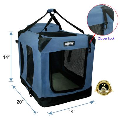 Show full view: EliteField 3-Door Collapsible Soft-Sided Dog Crate, Blue Gray, 20 inch slide 3 of 10