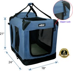 EliteField 3-Door Collapsible Soft-Sided Dog Crate, Blue Gray, 24 inch slide 2 of 6
