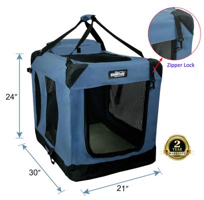 Show full view: EliteField 3-Door Collapsible Soft-Sided Dog Crate, Blue Gray, 30 inch slide 2 of 9
