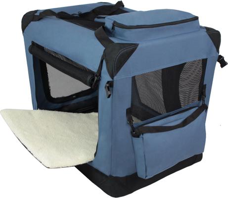 Show full view: EliteField 3-Door Collapsible Soft-Sided Dog Crate, Blue Gray, 30 inch slide 4 of 9