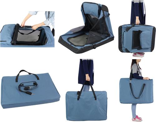 Show full view: EliteField 3-Door Collapsible Soft-Sided Dog Crate, Blue Gray, 30 inch slide 6 of 9