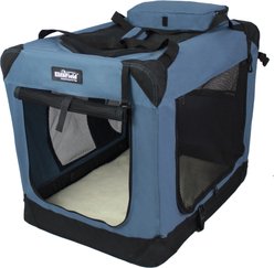 EliteField 3-Door Collapsible Soft-Sided Dog Crate, Blue Gray, 36 inch