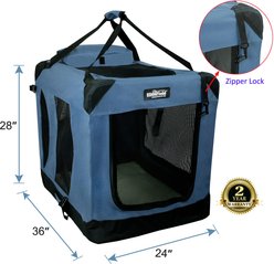 EliteField 3-Door Collapsible Soft-Sided Dog Crate, Blue Gray, 36 inch slide 2 of 6