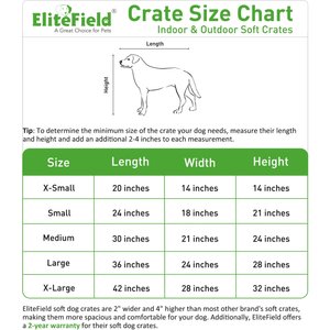 EliteField 3-Door Collapsible Soft-Sided Dog Crate, Blue Gray, 36 inch